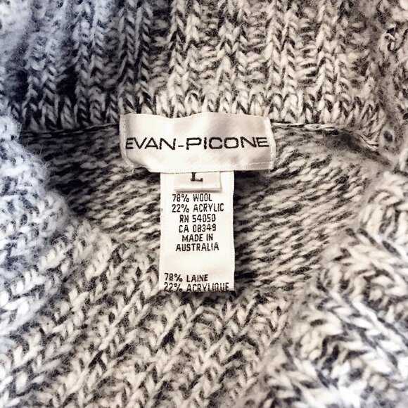 Vintage Wool-Blend Heathered Black and White Turtleneck - Picture 3 of 3